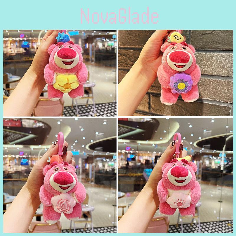 Lovely Miniature Bear Flower Doll Plush Keychain Decorative Bag Charm