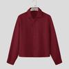 INCERUN Men Turn Down Collar Long Sleeve Loose Casual Texture Shirts Tops