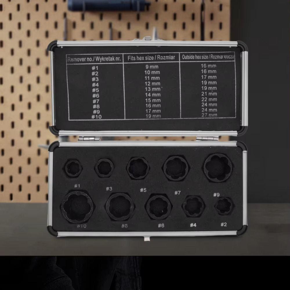 Hexagonal Design Bolt Extractor Set with Aluminum Box Nut Removal Socket Rounded-Off Nuts