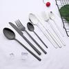 16 шт., черный, серебряный набор столовых приборов, набор столовой посуды, нож, вилка, чайная ложка, семейный набор столовых приборов, посуда из нержавеющей стали, кухонный набор в западном стиле