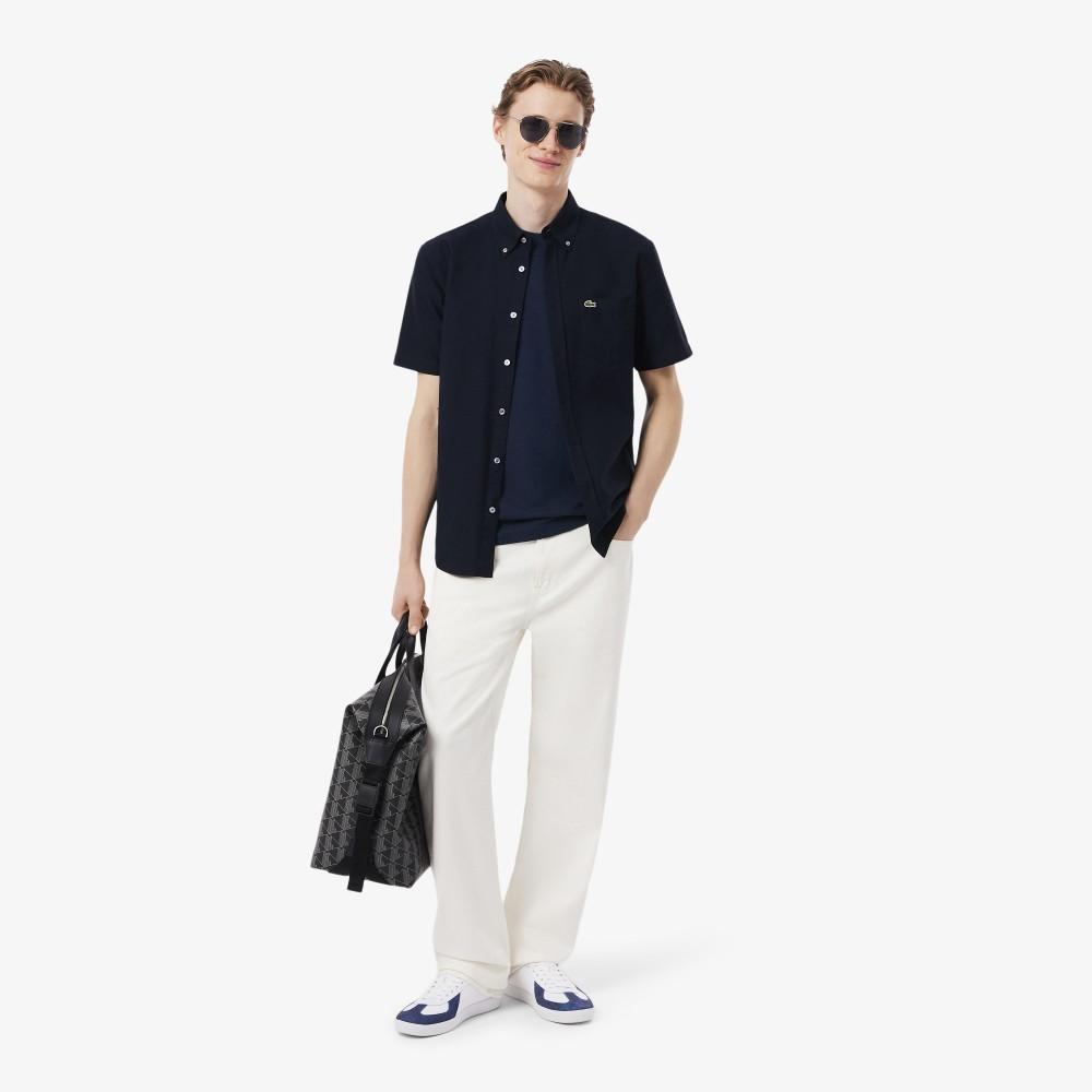 [Lacoste] Men's Linen Blend Short-Sleeve T-Shirt TH0629-56G166