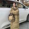 Winter 2025 New Long Cotton Jacket Over the Knee Korean Version of Loose Collegiate Style Down Padded Jacket Thickened Jacket
