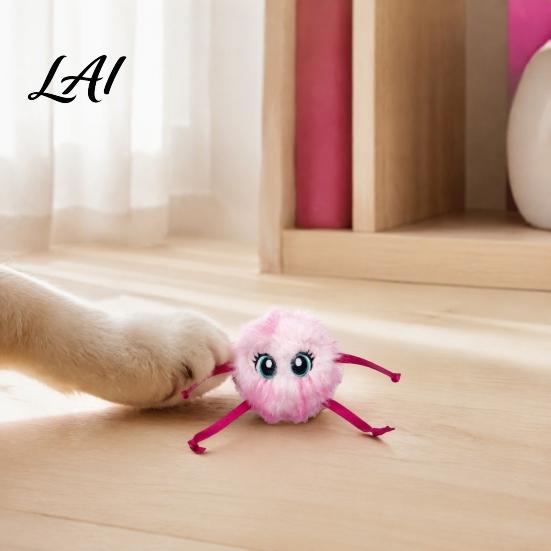 Autonomous Play Cat Supplies Electric Ball Toy Automatic Jumping Plush Ball Interactive Cute Self Rolling with Ribbon Limbs for Indoor Cats Hunting