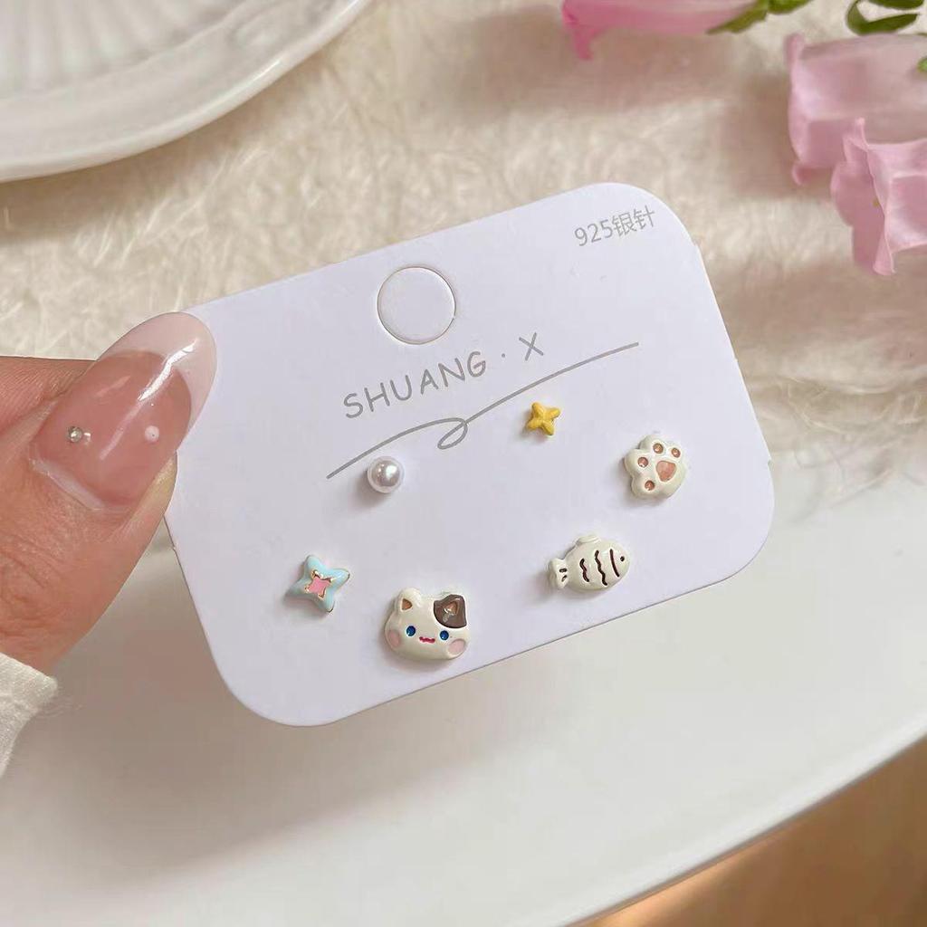 Серьги для девочек из стерлингового серебра S925 «Цветочный сезон 2025» — милый, нишевый набор на одну неделю