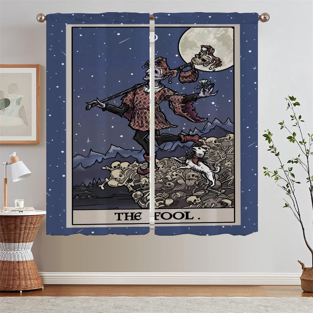 Terror Tarot Modern Living Room Curtains for Camera Tulle in Kitchen Curtains 2 Pieces Window Home and Decoration Curtain Rods