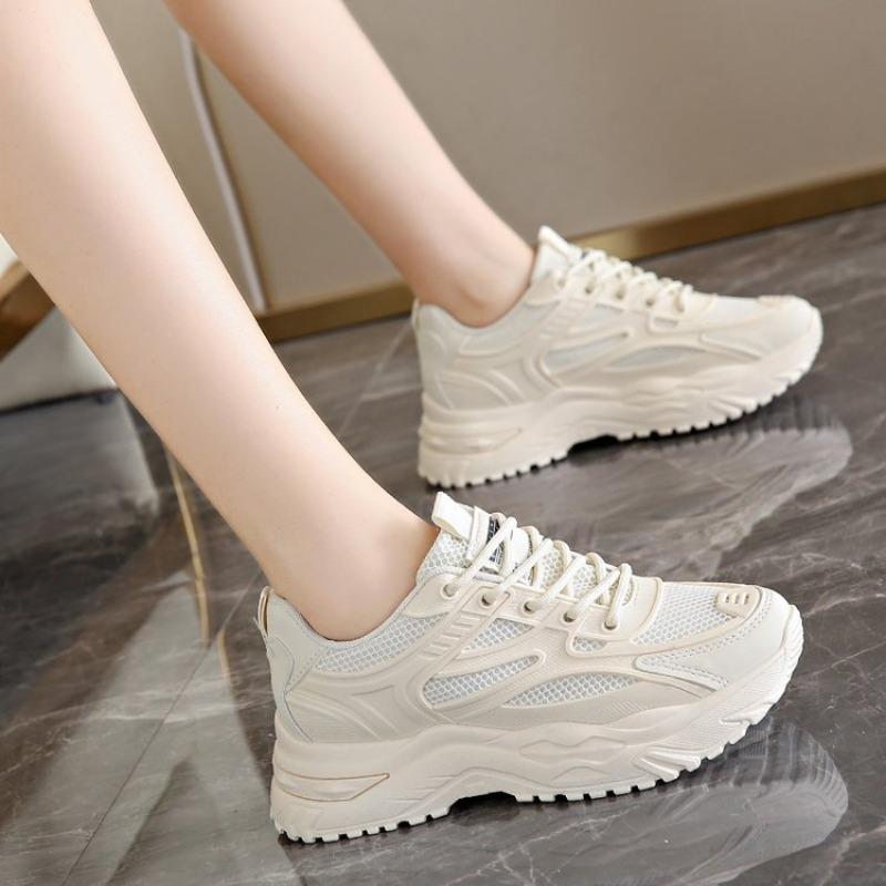 New Spring 2025 Fashionable Thick-soled Height-increasing Casual Single-shoe Mesh Lightweight Running Women's Shoes