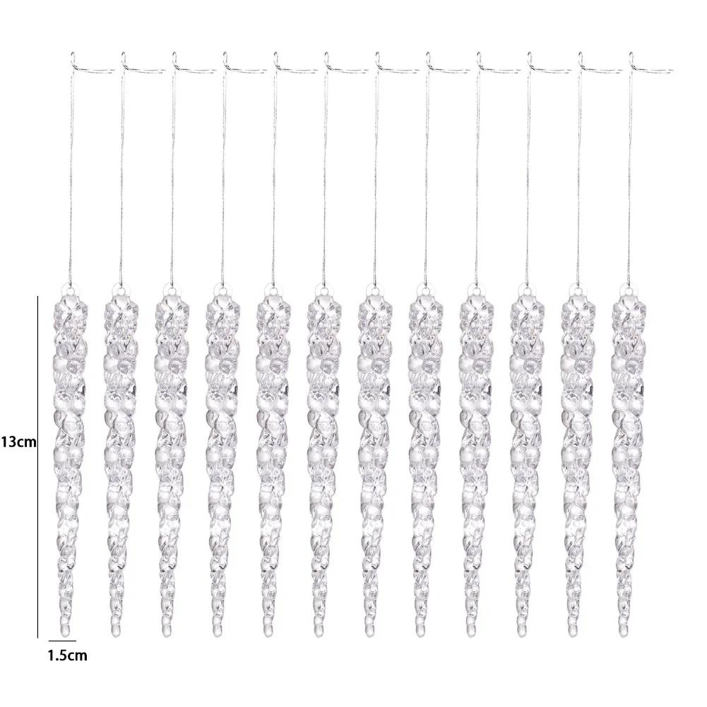 Набор акриловых подвесных сосулек, 24 штуки, прозрачные украшения для рождественской елки и сезонных вечеринок