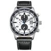 Серия Eco-Drive Водонепроницаемость 100 метров Солнечный кварц Ремешок из коровьей кожи 44 мм Мужские часы Белый циферблат CA0880-07A