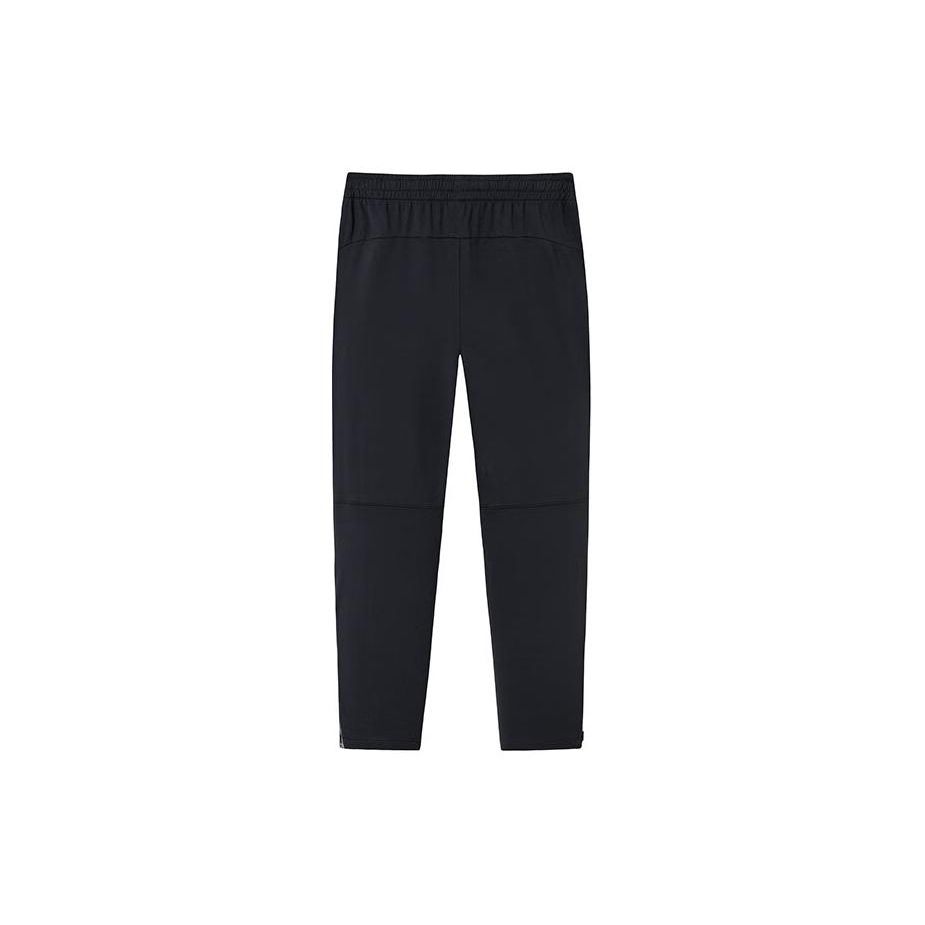 Anta Мужские трикотажные спортивные брюки Running Series, однотонные, со средней талией, теплые, из флиса, прямые, базовые, черного цвета 152415301-1