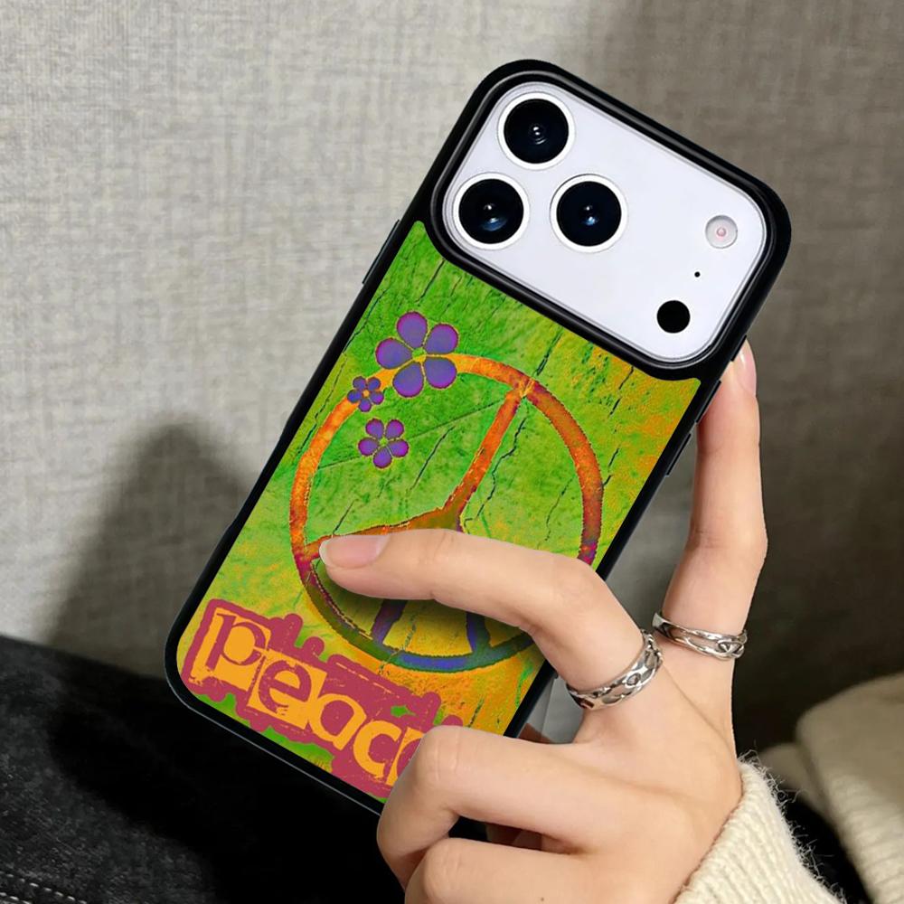 Чехол Case для iPhone 17 Air 16 Pro Max 15 Plus 11 13 Mini 14 12 Задняя крышка телефона Хиппи Хиппи Психоделическое искусство Мир