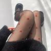 Милые Девушки Женские Соблазнительные Колготки Красный Принт Сердечки Изысканные Шелковые Чулки