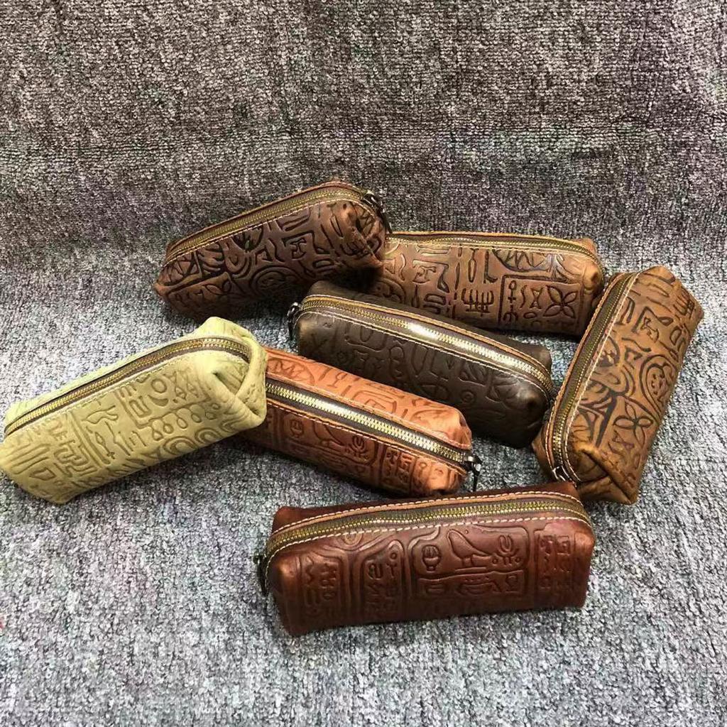 Сумка для хранения из натуральной кожи, сумка на молнии, пенал, дамская сумочка, коровья кожа Crazy Horse, ретро-сумка с тиснением Oracle, сумка для мелочи