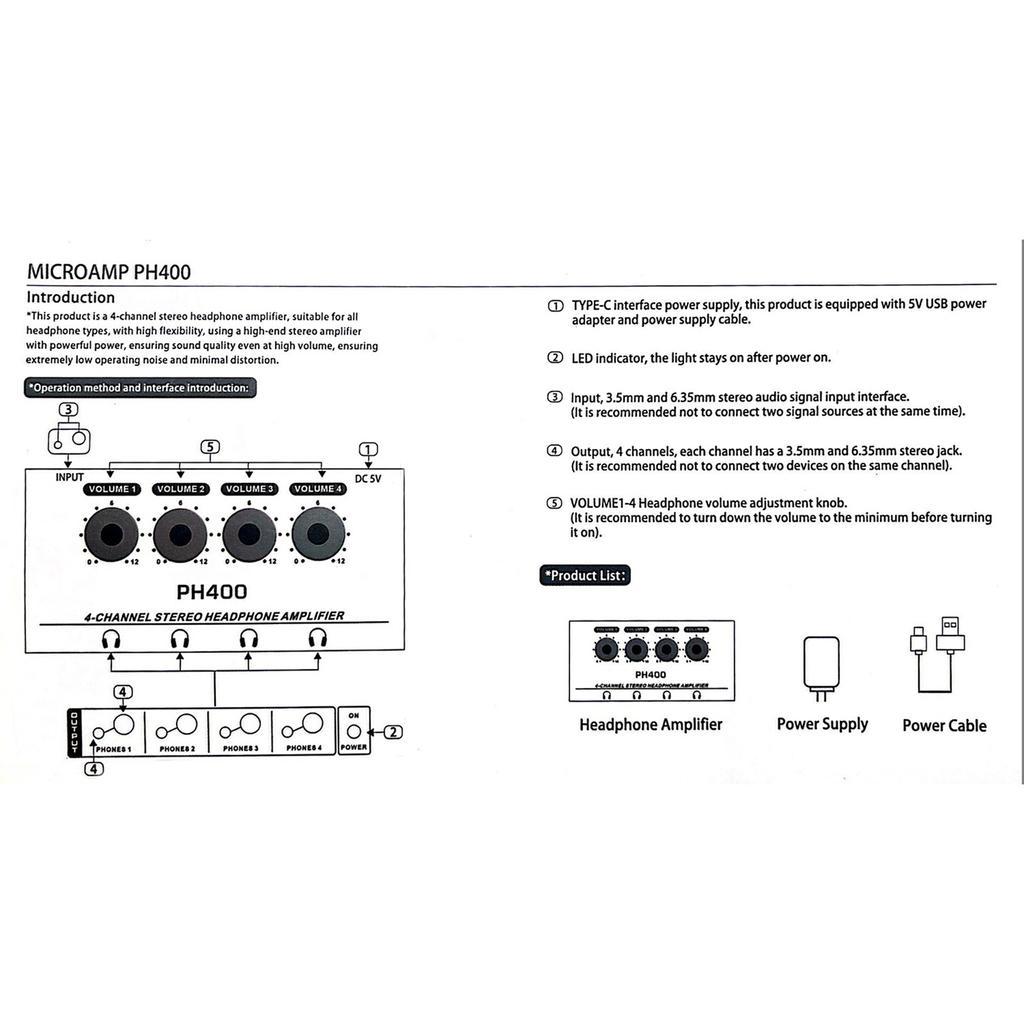 Усилитель для наушников, 4 канала, металлический стерео аудио усилитель, разветвитель для наушников, независимый регулятор громкости, светодиодный индикатор