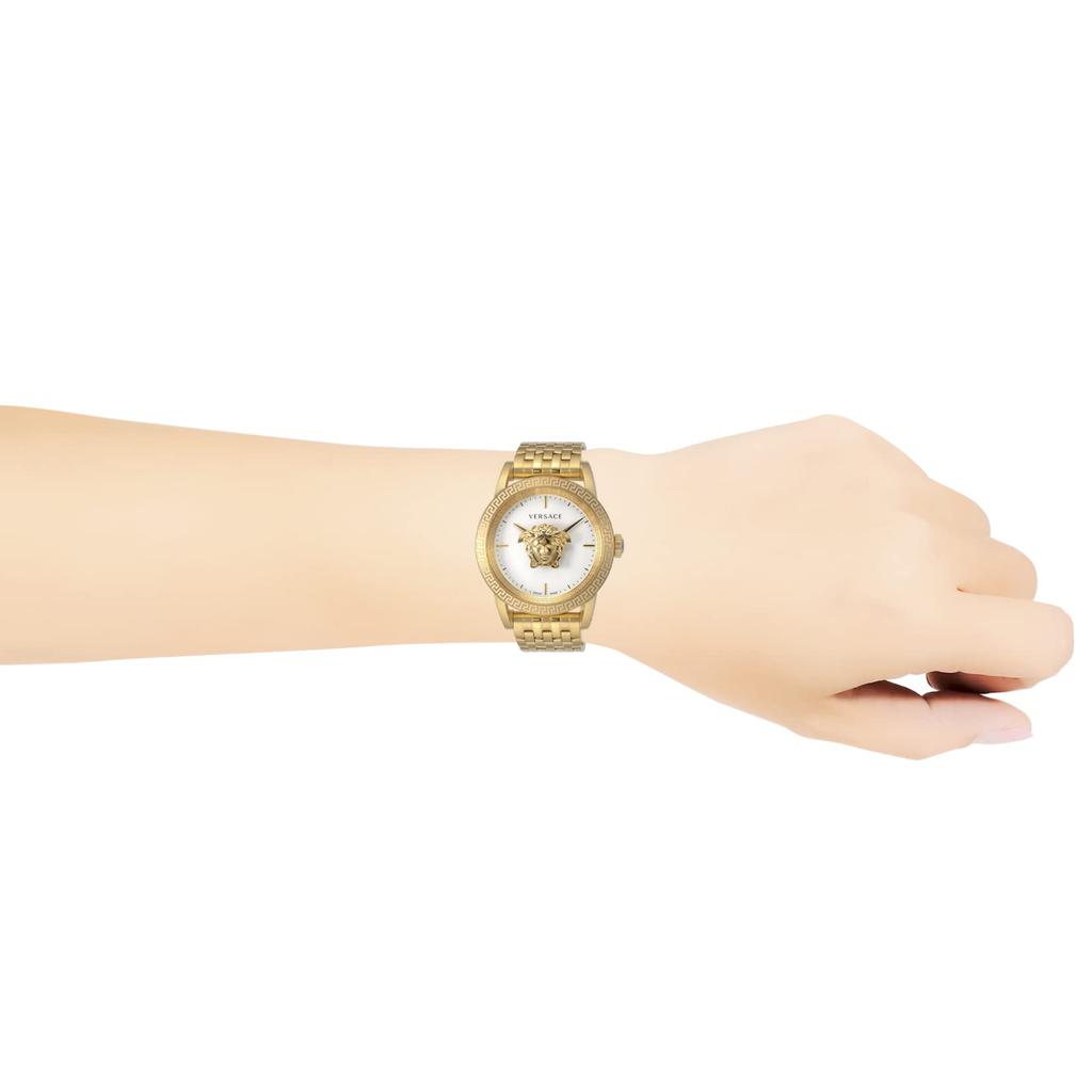 Часы Palazzo Empire с белым циферблатом из нержавеющей стали и сапфировым стеклом, кварцевые, 43 мм, швейцарские часы VERD00318, золотые [Versace] мужские [Товар]