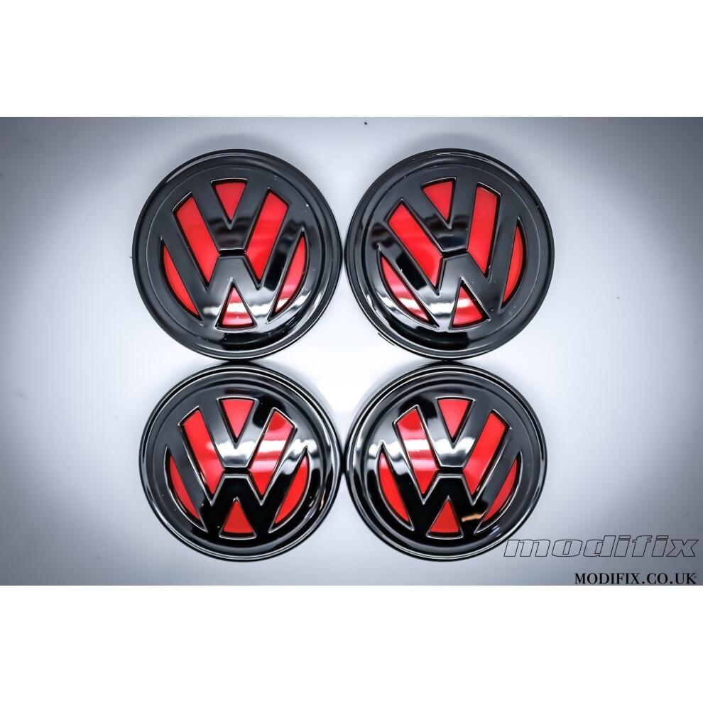 MODIFIX-CO-UK Колпачки ступицы колеса для VW, глянцевые, красные и черные, из сплава, 4 шт., для VW Golf MK7 Passat Tiguan, 66 мм