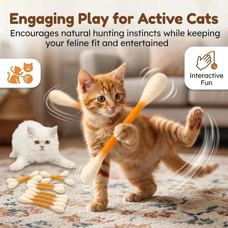 Игрушки для кошек с кошачьей мятой, большая ватная палочка для кошек, войлочный кикер для котят, игровые, прочные, зубочистки-веревки, подарок для любителя, аксессуары