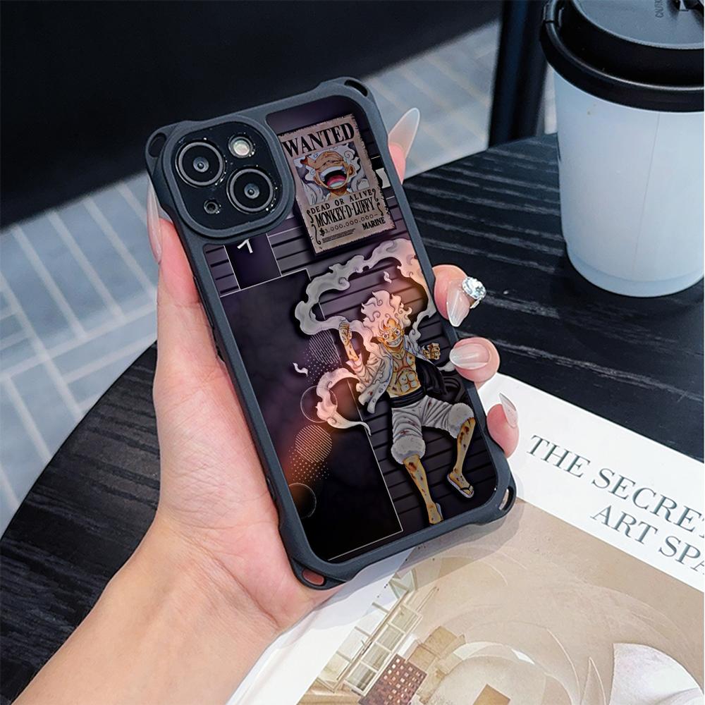 Мягкие чехлы для телефонов Ae92 One Piece Luffy Gear 5 для iPhone 16 15 14 13 12 11 Pro Max 7 8 Plus XR XS с ремешком на запястье, защитным шнурком для углов, задняя крышка