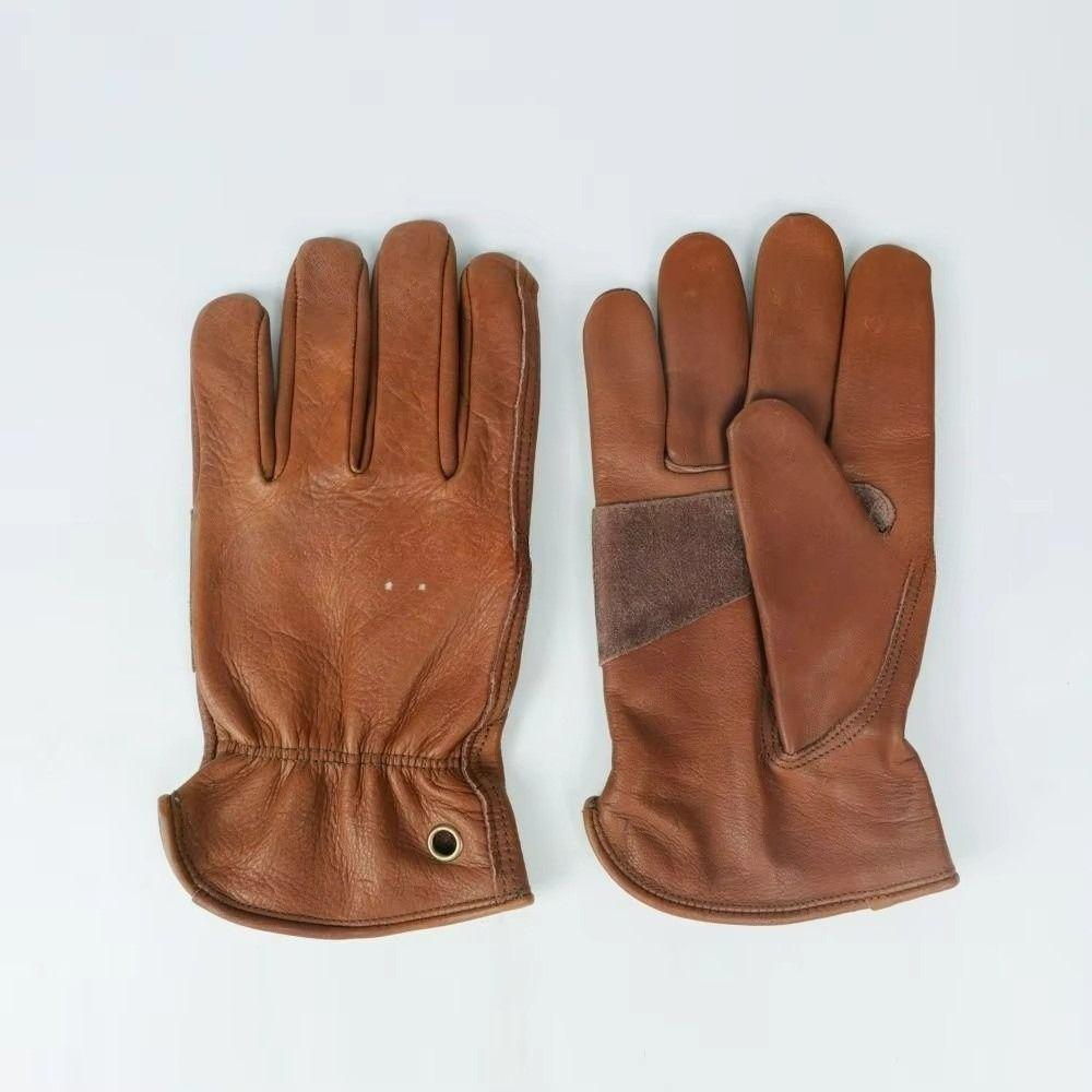 1 пара Премиальные Кожаные Мотоциклетные Перчатки Коричневого Цвета Рабочие Перчатки Для Улицы Байкера