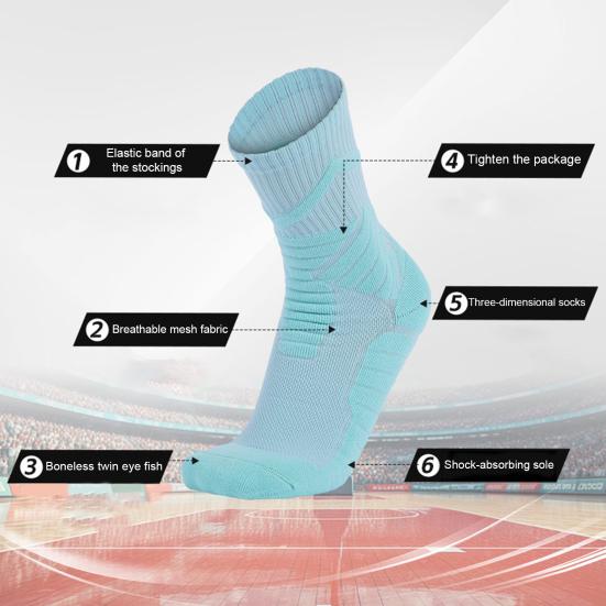 Basketball Socks for Men Boys Cotton Athletic Cushioned Crew Socks Breathable Performance Socks for Sports Running