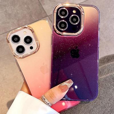 Роскошный градиентный блестящий чехол для телефона Bing для iPhone 16 Pro Max 15 14 13 12 11 Plus с гальваническим покрытием, прозрачная противоударная бамперная накладка