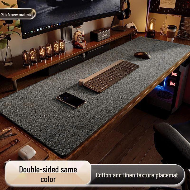 Кожаный коврик для стола с текстурой хлопка и льна - Коврик для письма и мыши для офисного и компьютерного стола