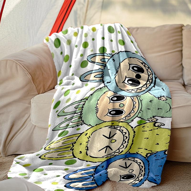 [1pc LABUBU Blanket] All-Season Blanket - Cozy Blanket for Sofa Couch Home Decoration, Digital Printed Nap Blanket