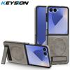 KEYSION Luxuxy PU Leather Magnetic Case for MagSafe for Samsung Galaxy Z Flip 7 5G 7 SE Kickstand Wireless Charging Phone Cover