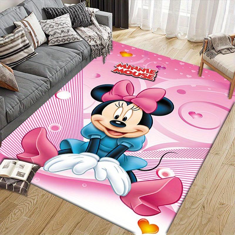 1pc Mickey and Minnie_ Area Rug, Non-Slip Floor Mat, Cartoon Character Design, Soft Velvet, Room Decor, Washable Indoor Carpet
