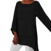 Plus Size Women Fashion Solid Color O-Neck Long Sleeve Irregular Pure Colot Tunic Top T-Shirt