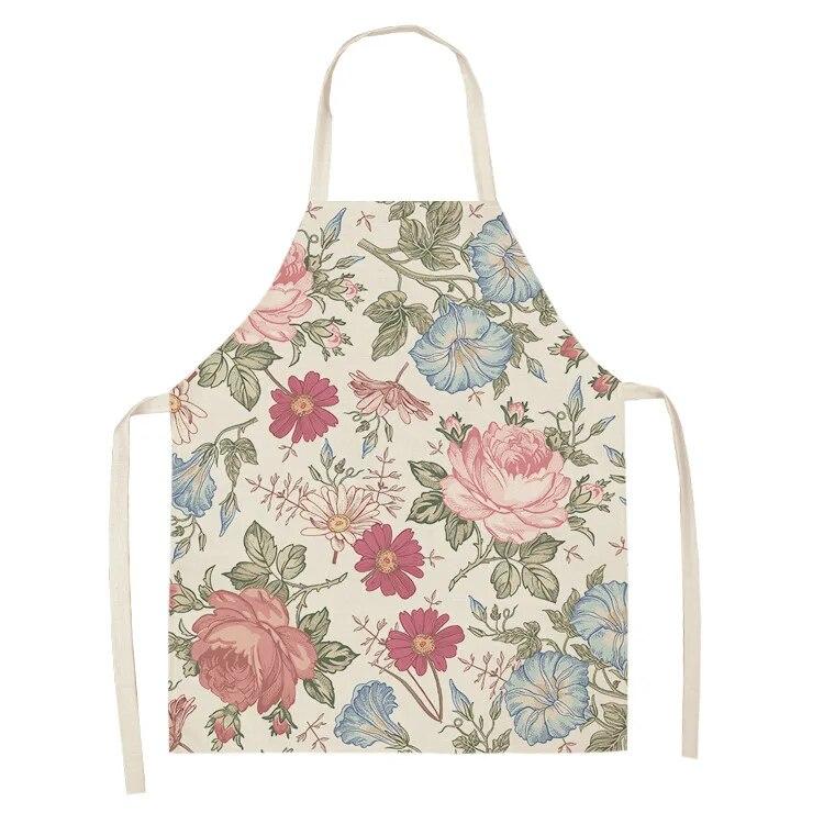 Home Decor Kitchen Dining Room Cooking Bib Aprons Linen Floral Pattern Women's Aprons