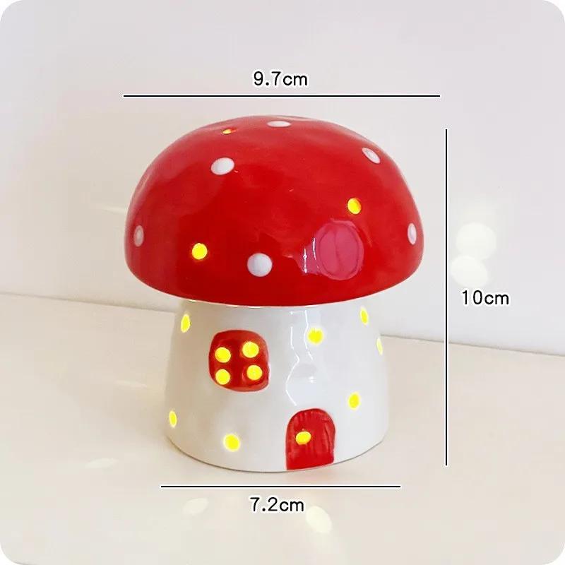 New Creative Mushroom Nightlight Bedroom Bedlight Mini Desktop Sunset Night Lamp Girl Heart Dream Ceramic Light Led Night Light