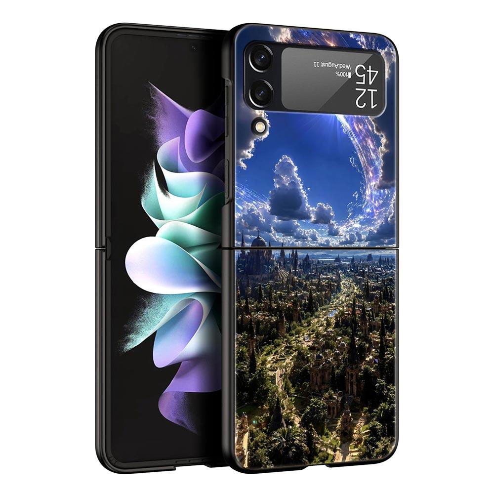 Модный Чехол для Телефона Звездное Небо Вселенная Для Samsung Galaxy Z Flip3 Flip4 Flip5 Чехол-Оболочка Для Z Flip 3 4 5 6 7 Жесткая Складная Крышка