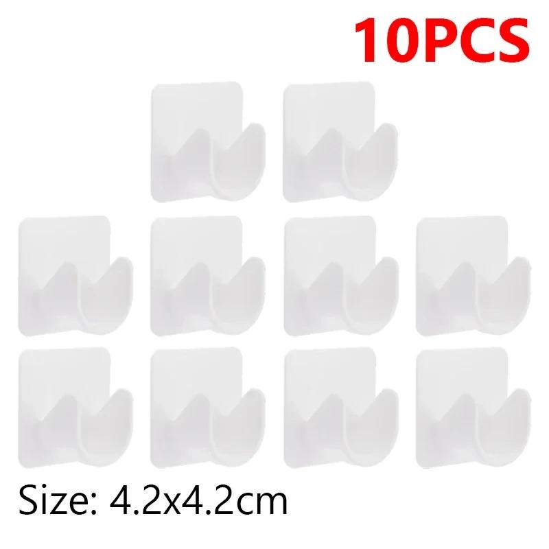 Bathroom Shower Curtain Rod Accessories: 2-20Pcs Strong Self-Adhesive Holder Hooks, Adjustable Wall Fixed Clips