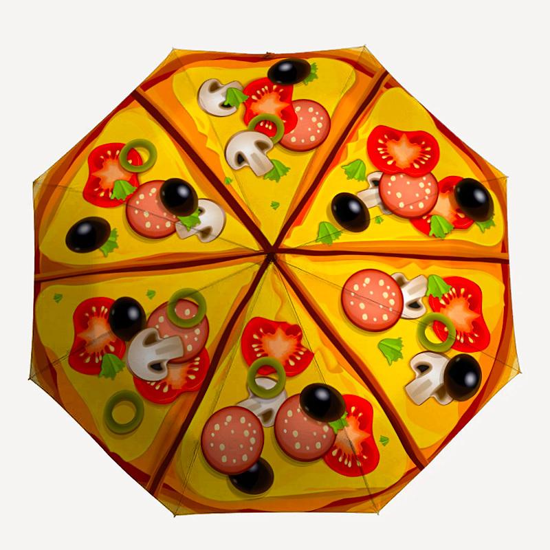 1pc Pizza Print Folding Umbrella | Elegant Design, Fashionable Accessory, Durable Construction, Sturdy Ribs yy251107087