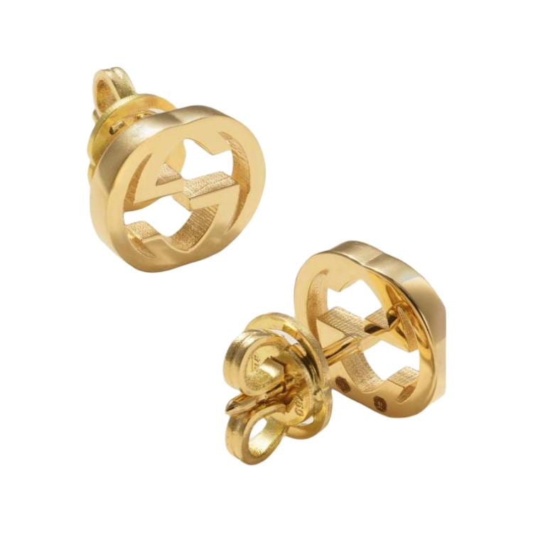 GUCCI Interlocking 18K Gold Stud Earrings Women's Gold 748543J8500-8000