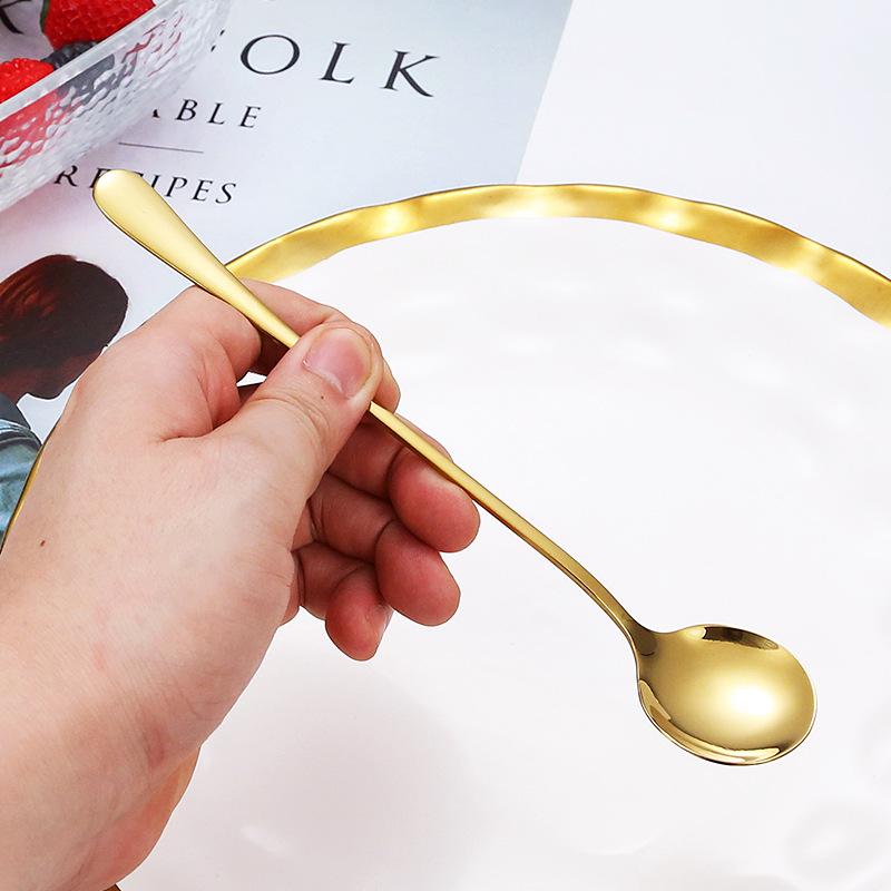 Десертная ложка из нержавеющей стали с длинной ручкой для мороженого и кофе