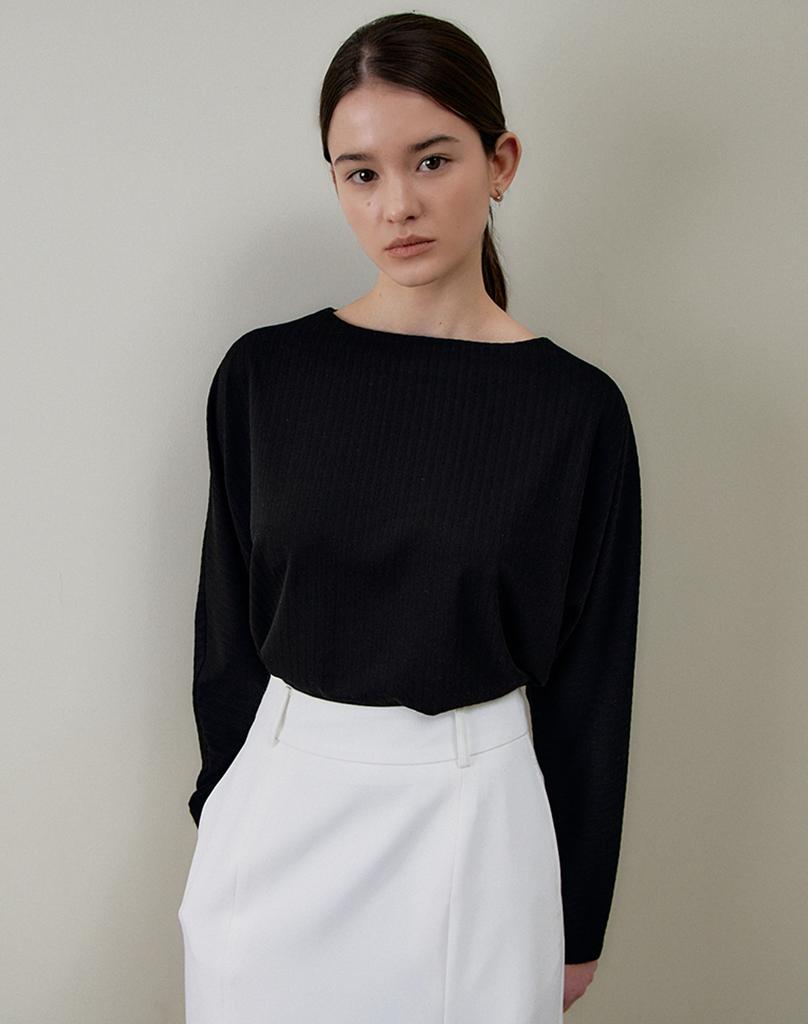GIEMAR Boat Neck Tee Black Boat Neck Tee Black