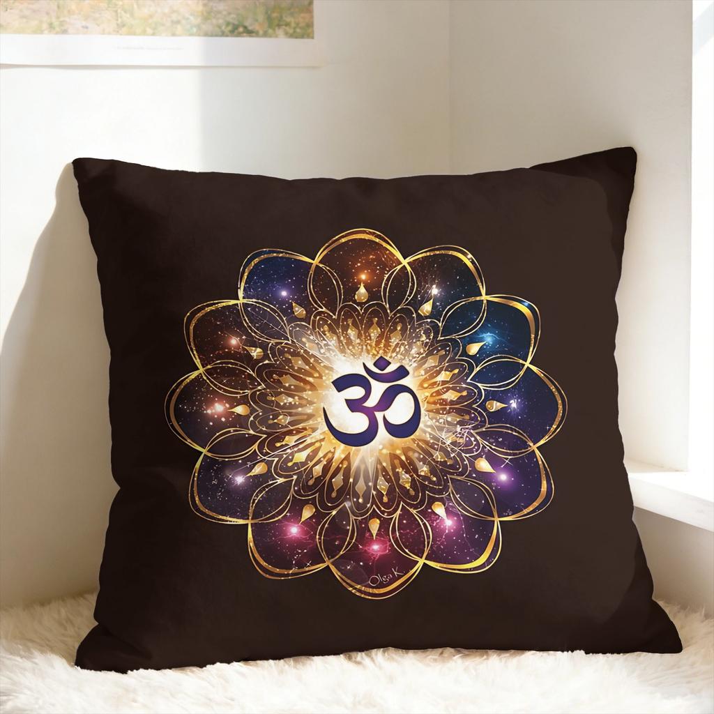 Luxury Golden Mandala Om Pillow Case Graphic Pillow Cover Vintage Cushion Cover For Sofa Home Decoration
