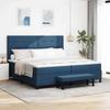 Box Spring Bed with Headboard Blue 200 x 200 cm Fabric
