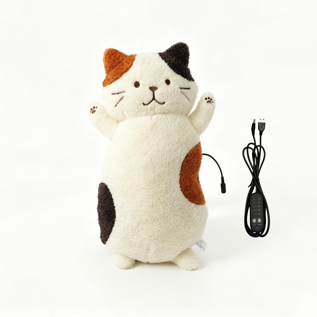 Греющая подставка для кошек Плюшевая электрическая грелка с USB-питанием Набитое животное 5 уровней нагрева 5 таймеров Мягкая теплая плюшевая подушка Подарок для женщин