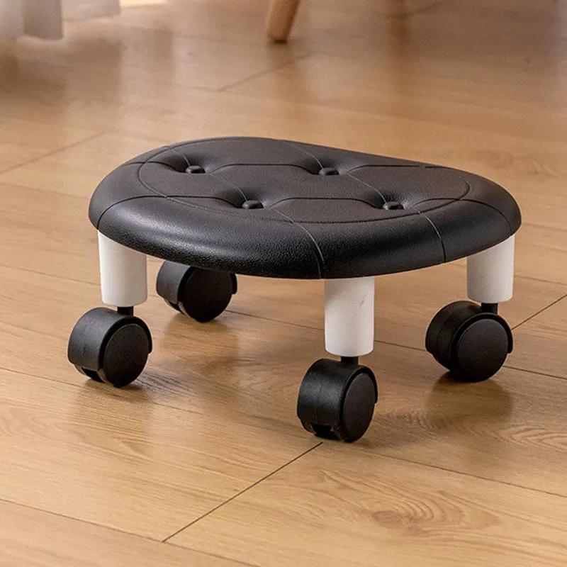Низкий табурет из искусственной кожи, современный и простой, для садоводства, универсальный пластиковый табурет на колесах для дома, гостиной, небольшой табурет