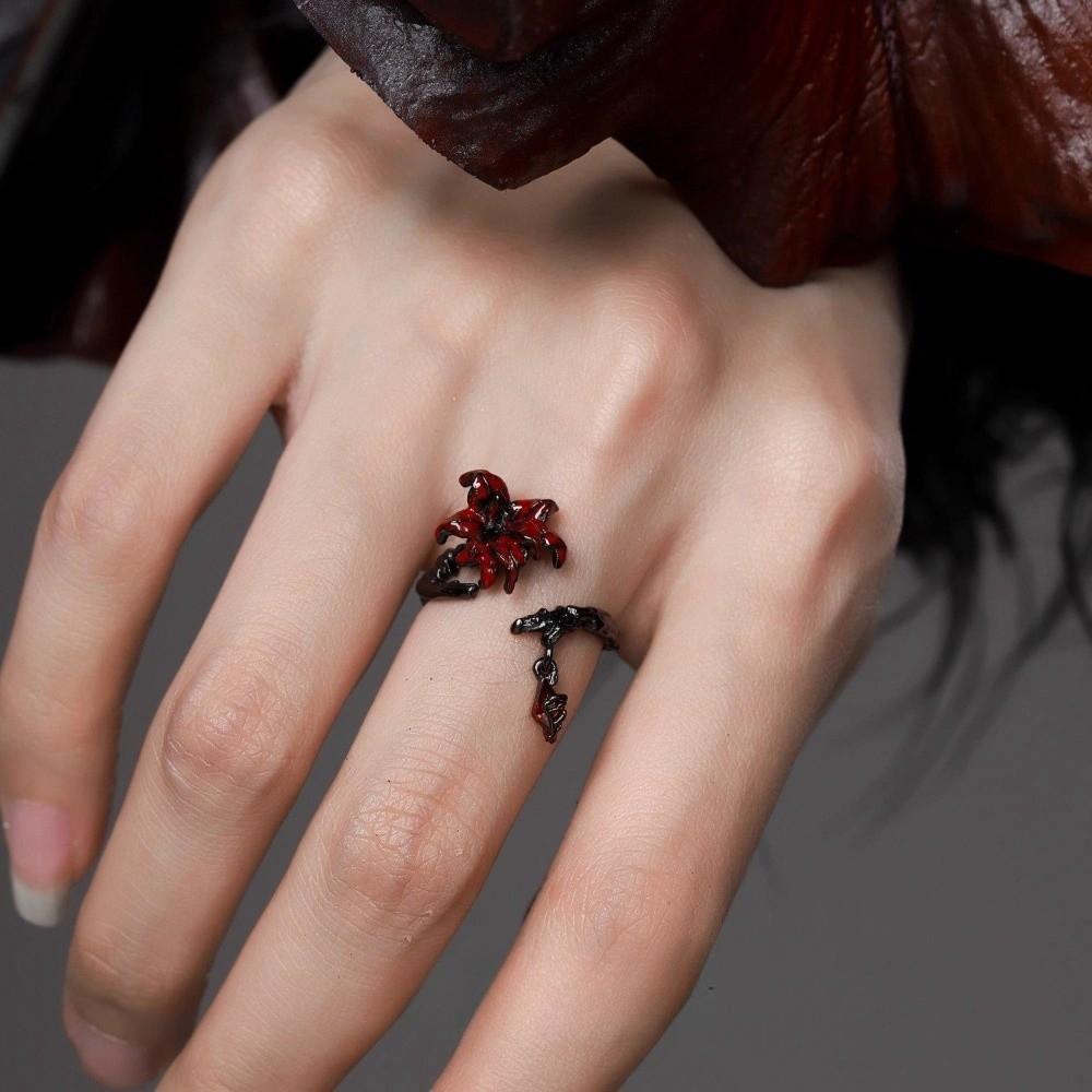 Dark Red Mandala Flower Jewelry Punk Style Necklace Retro Earring Women Accessories