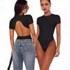 Боди для женщин с круглым вырезом и коротким рукавом Боди Костюмы для выхода в свет Летние базовые трико Топы Рубашки-комбинезоны Боди с открытой спиной