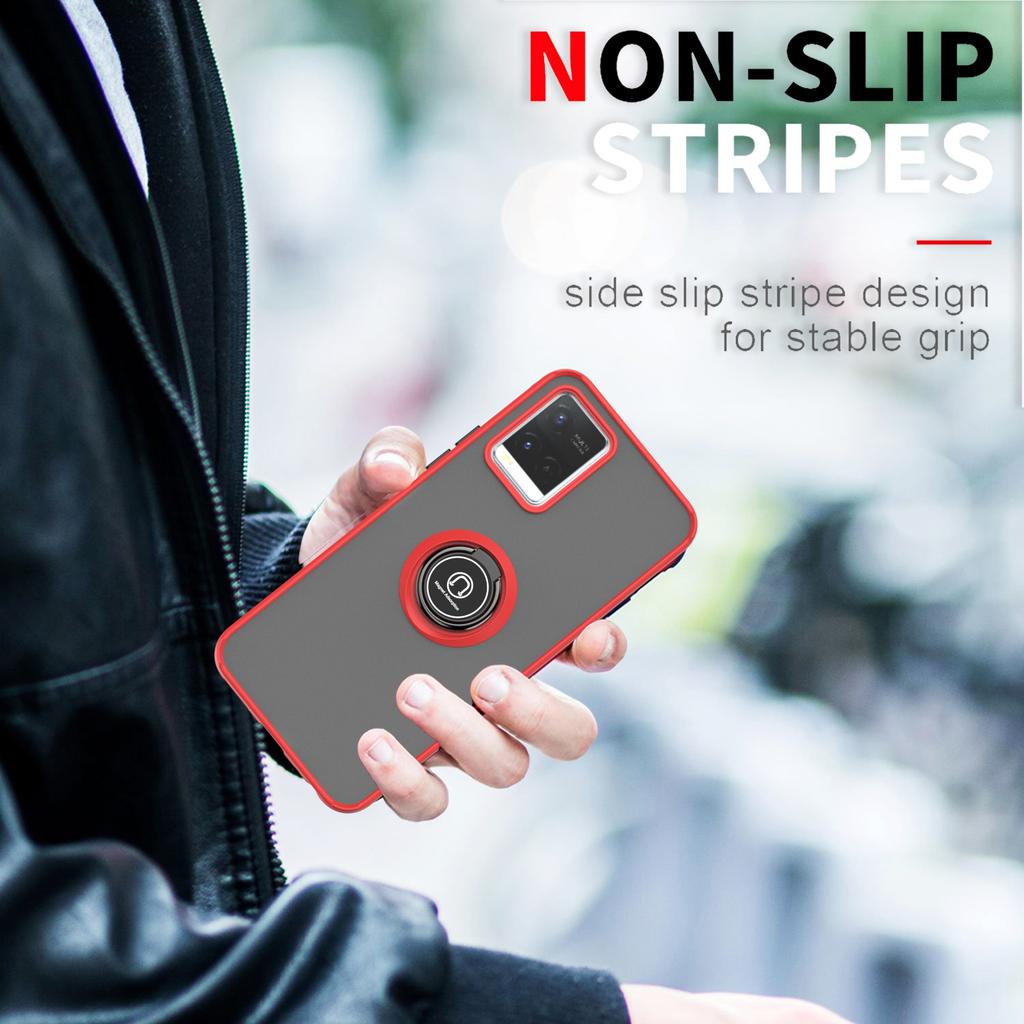 Магнитный держатель-кольцо TPU бампер противоударный чехол для VIVO Y21 Y21S Y33S Y20 V21 V21E Y17 Y15 Y12 Y11 матовая твердая PC задняя крышка