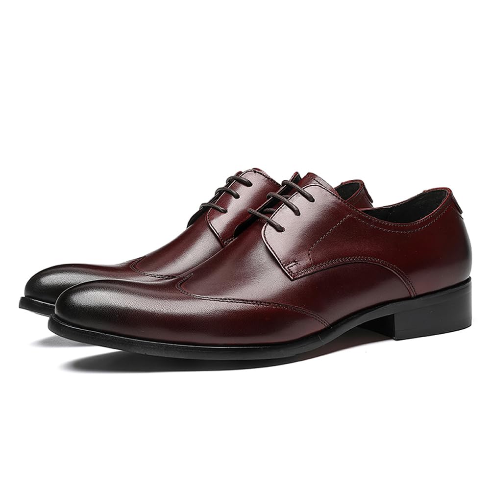 Туфли Business Outer Straight Wing Genuine Leather [ASTONMJAZZ], Мужская обувь, Wings, Tip, Tip, Мужская кожа, Туфли, Черный/Вино-красный/коричневый (Красное вино,