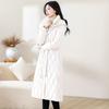 Winter new rhombus detachable two wear cotton clothes women's medium and long loose hooded jacket fashion