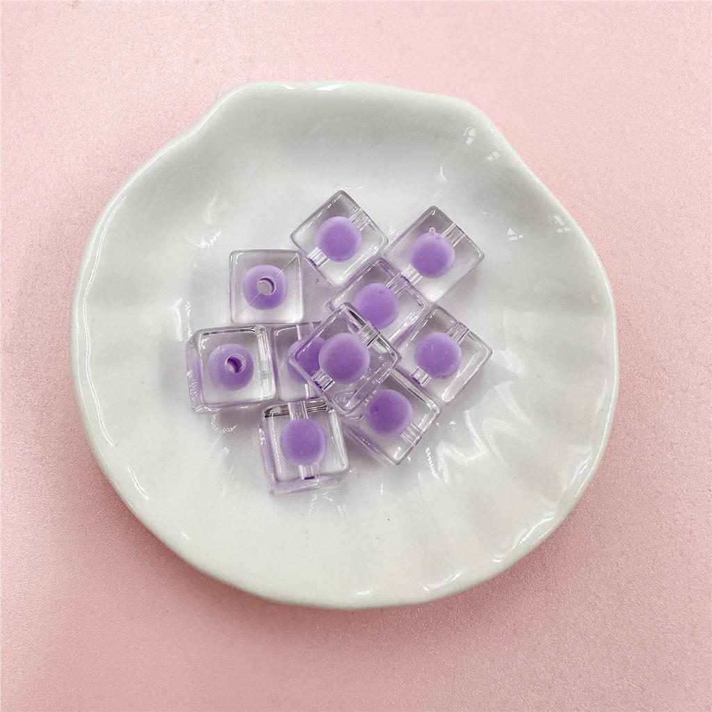 Простой модный браслет-брелок 10 мм, прозрачные модные квадратные бусины из акрила, 10 шт., яркое лицо, сделай сам, ювелирные аксессуары, сэндвич, изысканные ювелирные изделия