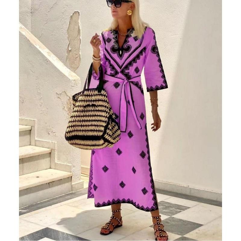 YYFS Женская мода лето весна рукава 1/2 V-образный вырез средняя талия повседневные платья