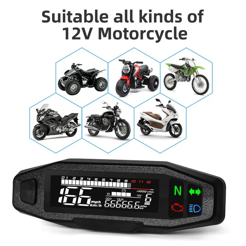 ZHIYUMotorcycle Speedometer Oil Gauge Tachometer Universal Digital Odometer Meter Instrument Cluster Turn Signal Light Indicator