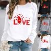 Fashion Womens Loose Valentine's Day Print Round Neck Long Sleeve Sweater Top